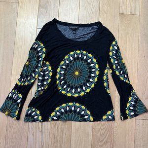 INC International Concepts Black Mandala Long Sleeve Top | Size: L